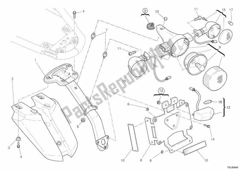 All parts for the Taillight of the Ducati Sportclassic Sport 1000 USA 2007